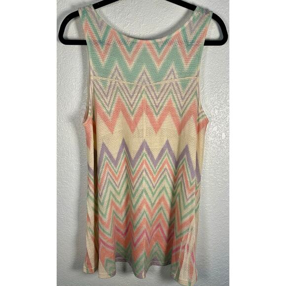Blu Pepper Chevron Knit Tank Size Large EUC Pink Purple Green Boho Retro - Picture 5 of 5